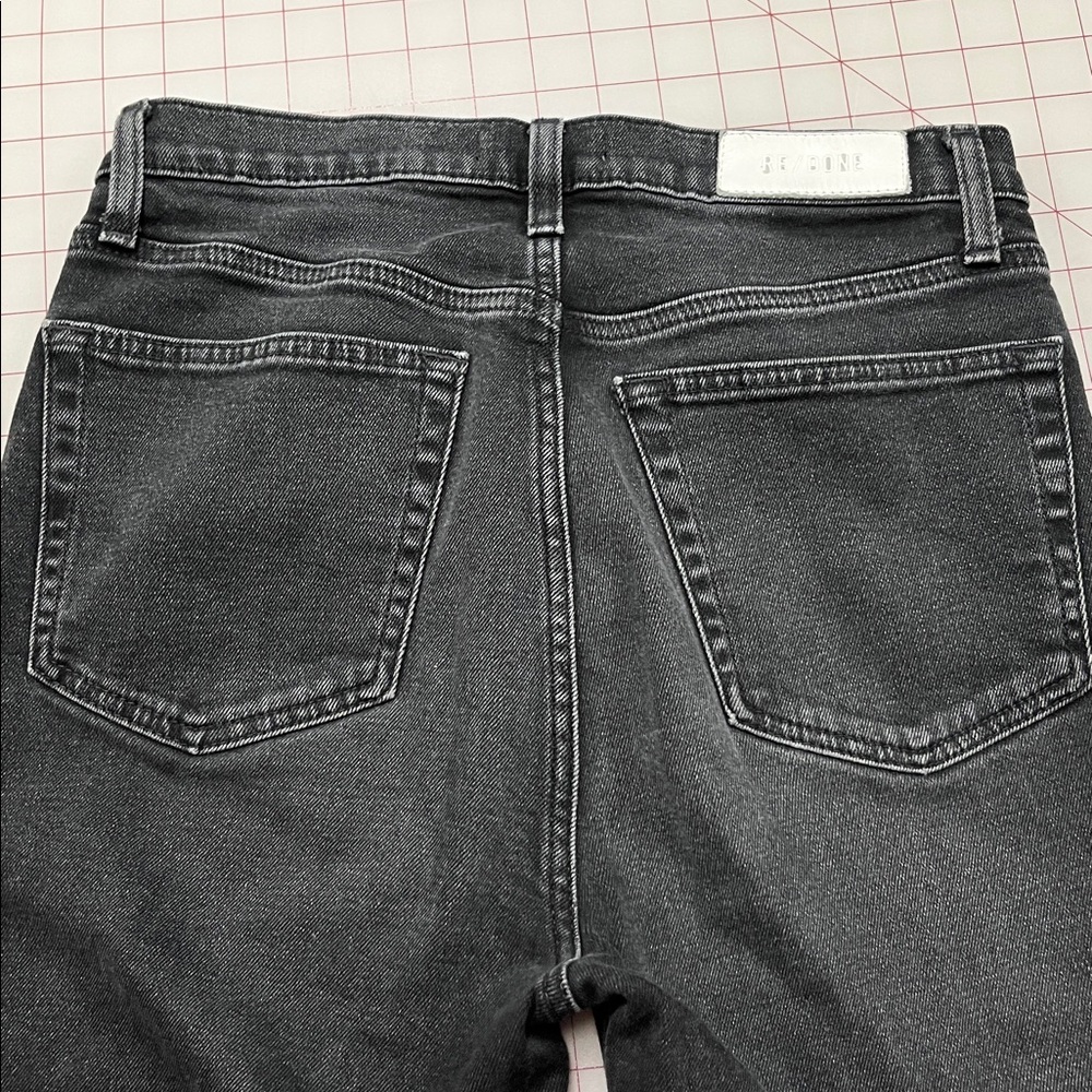 RE/DONE Button Fly Black Wash Raw-Edge Hem Cotton Weekend Casual Denim Jean 28 - Picture 5 of 16